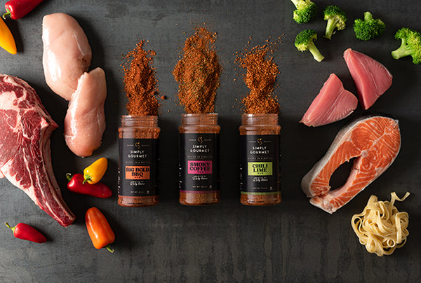 Cooking Simply Gourmet Recipe in a bottle spice rubs are so versatile and tasty. Smoky coffee, chili lime and Big bold bbq flavors which can be used on beef, chicken, fish and veggies 