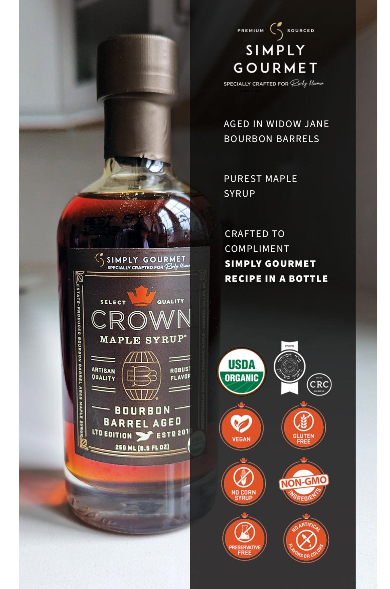 Crown Maple® Bourbon Barrel Aged Maple Syrup - Maple Syrup - Simply Gourmet